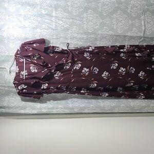 Maurices Floral Burgundy Wrap Dress
